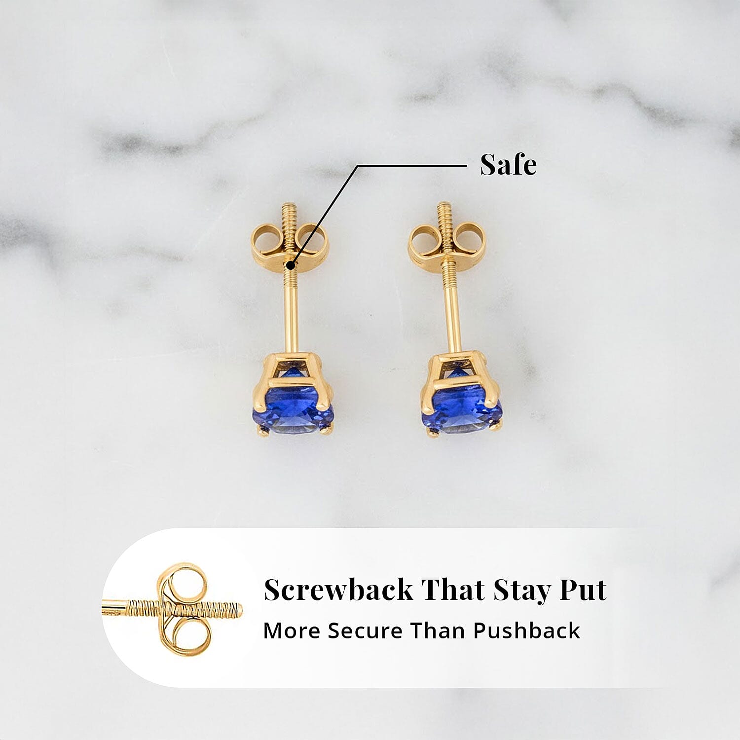 AAA Tanzanite 1.75 ctw Screw Post Earrings in 14K Yellow Gold