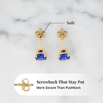 Certified & Appraised AAA Tanzanite 1.75 ctw Screw Post Earrings in 14K Yellow Gold