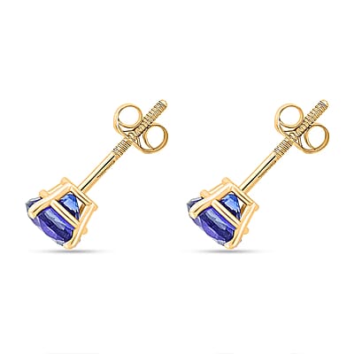 Certified & Appraised AAA Tanzanite 1.75 ctw Screw Post Earrings in 14K Yellow Gold