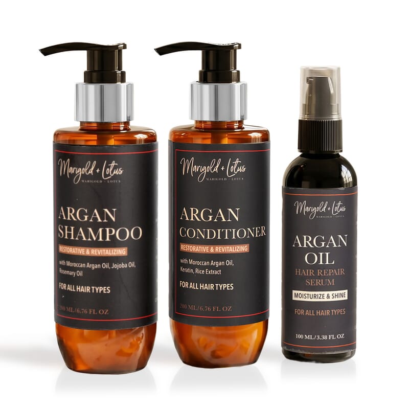 Marigold & Lotus Argan Oil, Shampoo and Conditioner Hair Care Serum 6.76oz