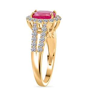Premium Mozambique Ruby and Luxuriant Lab Grown Diamond G-H SI 2.50 ctw Ring in 10K Yellow Gold (Size 6.0)