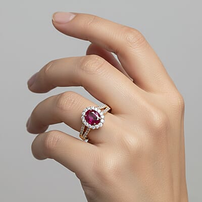 Certified & Appraised Premium Mozambique Ruby and Luxuriant Lab Grown Diamond G-H SI 2.50 ctw Ring in 10K Yellow Gold (Size 7.0)