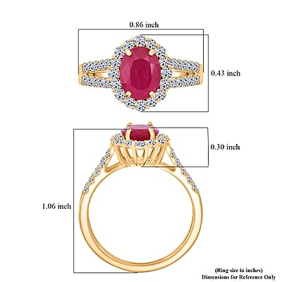 Certified & Appraised Premium Mozambique Ruby and Luxuriant Lab Grown Diamond G-H SI 2.50 ctw Ring in 10K Yellow Gold (Size 7.0)
