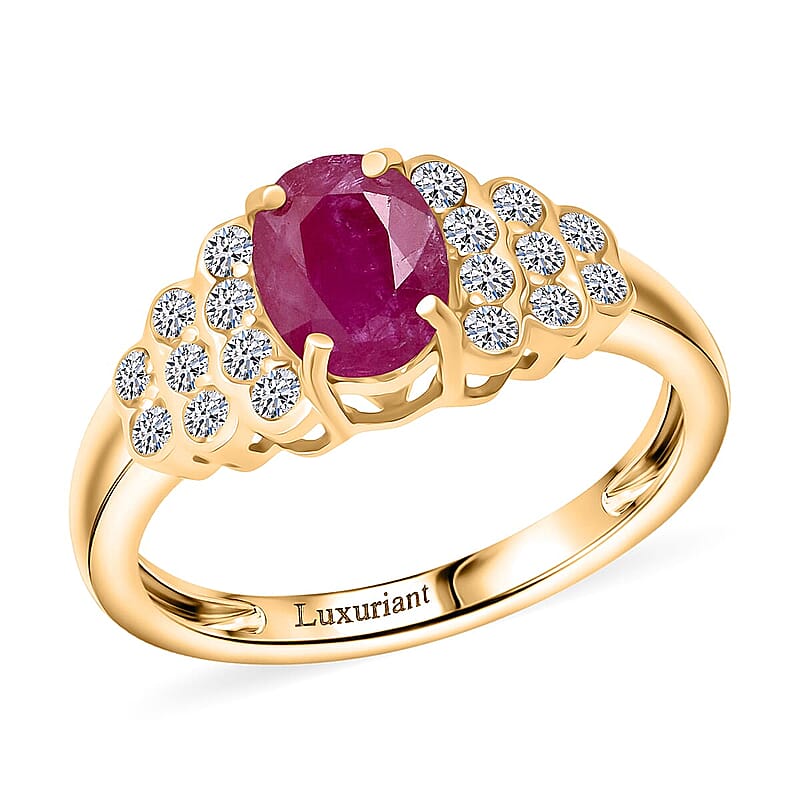 Certified and Appraised Premium Montepuez Ruby and Luxuriant Lab Grown Diamond G-H SI 1.76 ctw Ring in 10K Yellow Gold (Size 10.0)