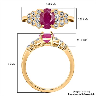 Certified and Appraised Premium Montepuez Ruby and Luxuriant Lab Grown Diamond G-H SI 1.76 ctw Ring in 10K Yellow Gold (Size 10.0)