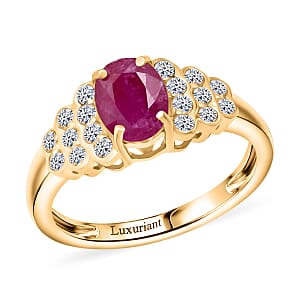 Certified & Appraised Premium Montepuez Ruby and Luxuriant Lab Grown Diamond G-H SI 1.76 ctw Ring in 10K Yellow Gold (Size 6.0)