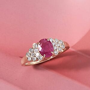 Certified & Appraised Premium Montepuez Ruby and Luxuriant Lab Grown Diamond G-H SI 1.76 ctw Ring in 10K Yellow Gold (Size 7.0)