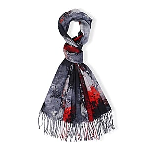 La Marey Black Digital Printed Scarf
