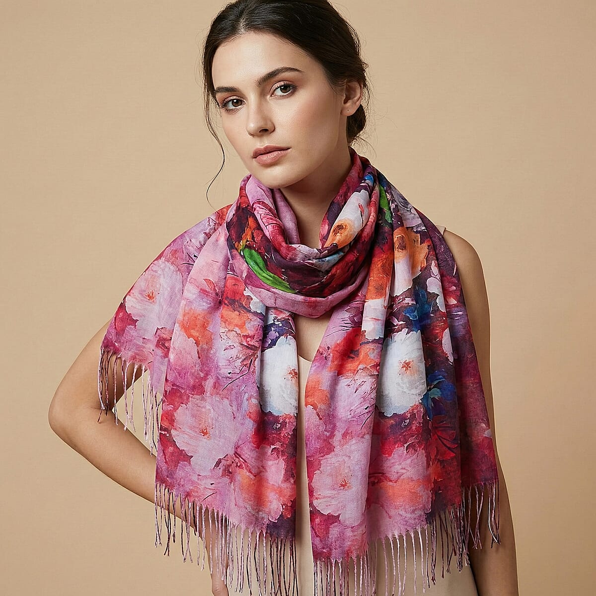 La Marey Red Digital Printed Scarf image number 1