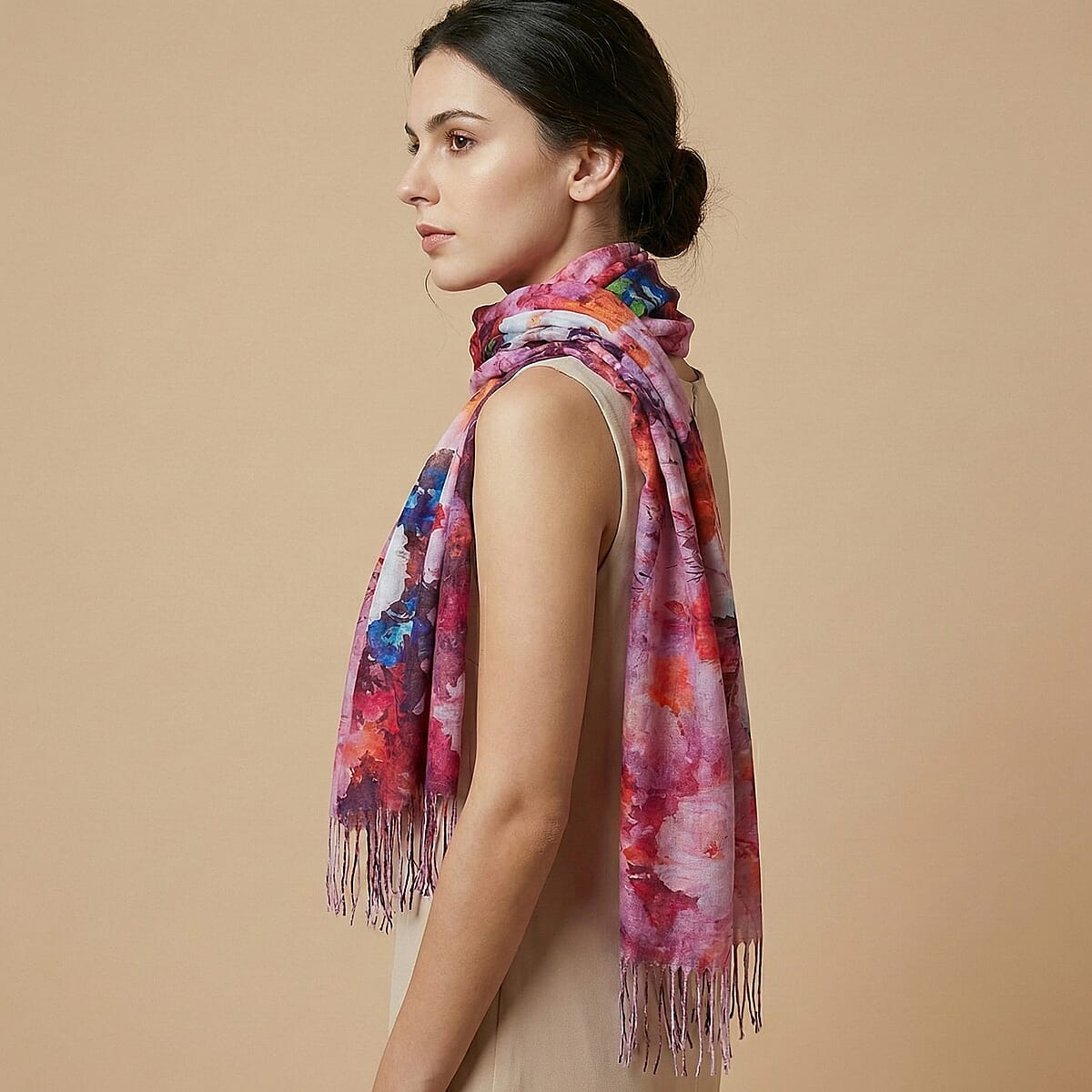 La Marey Red Digital Printed Scarf image number 2