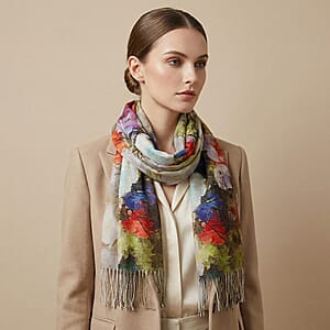 La Marey Green Digital Printed Scarf