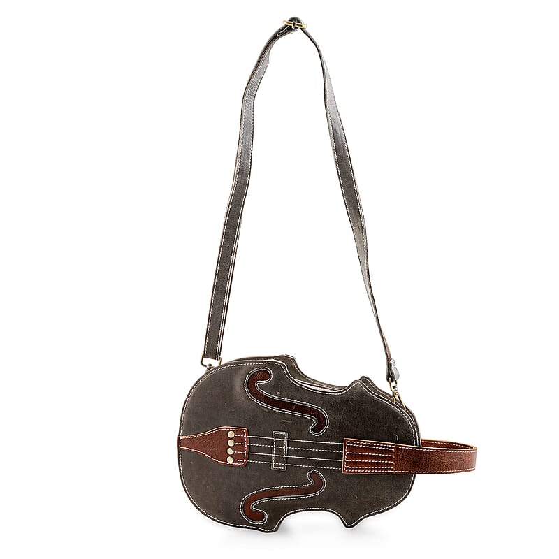La Marey Gray Genuine Leather Crossbody Bag with Adjustable Shoulder Strap