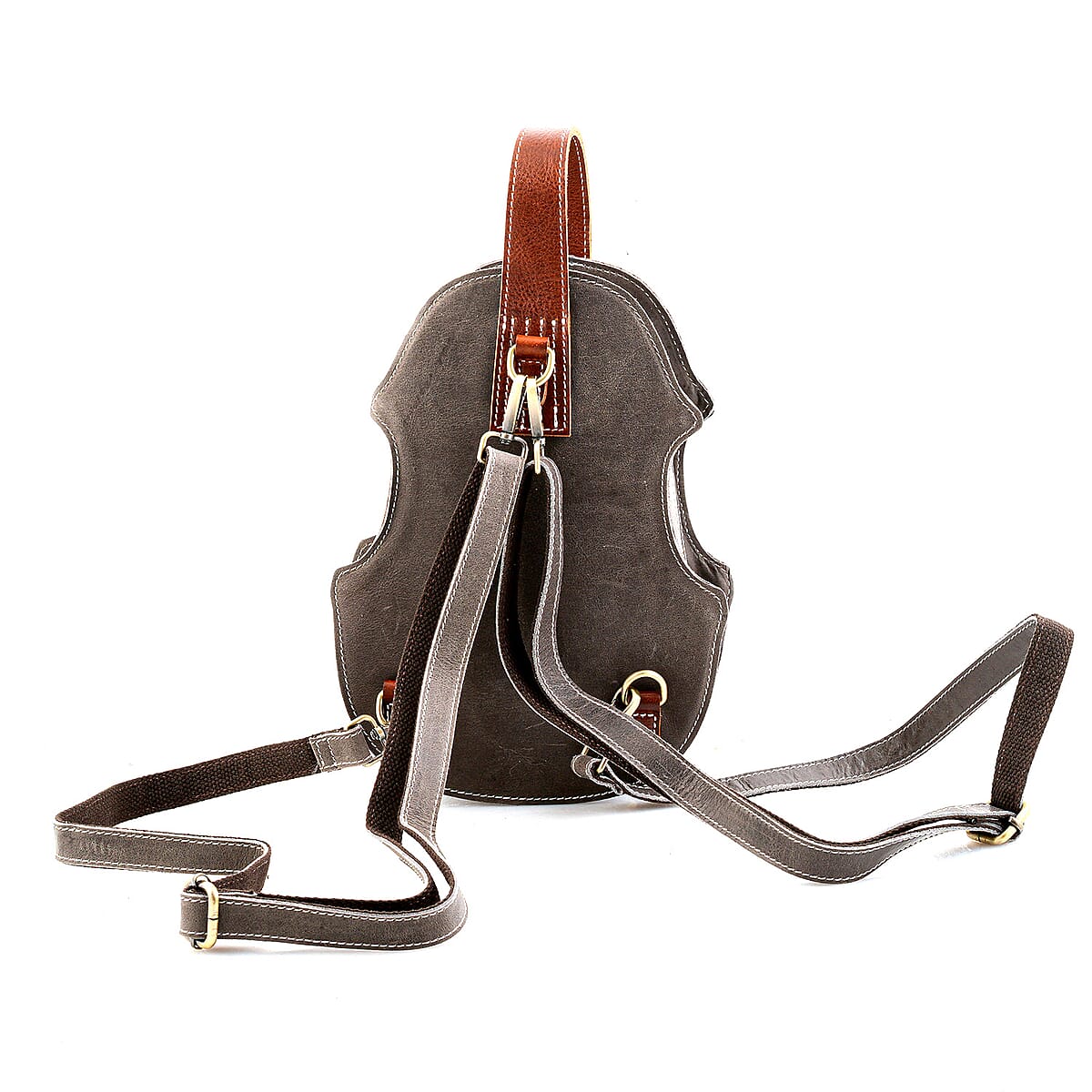 La Marey Gray Genuine Leather Crossbody Bag with Adjustable Shoulder Strap image number 5