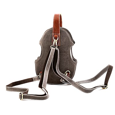 La Marey Gray Genuine Leather Crossbody Bag with Adjustable Shoulder Strap
