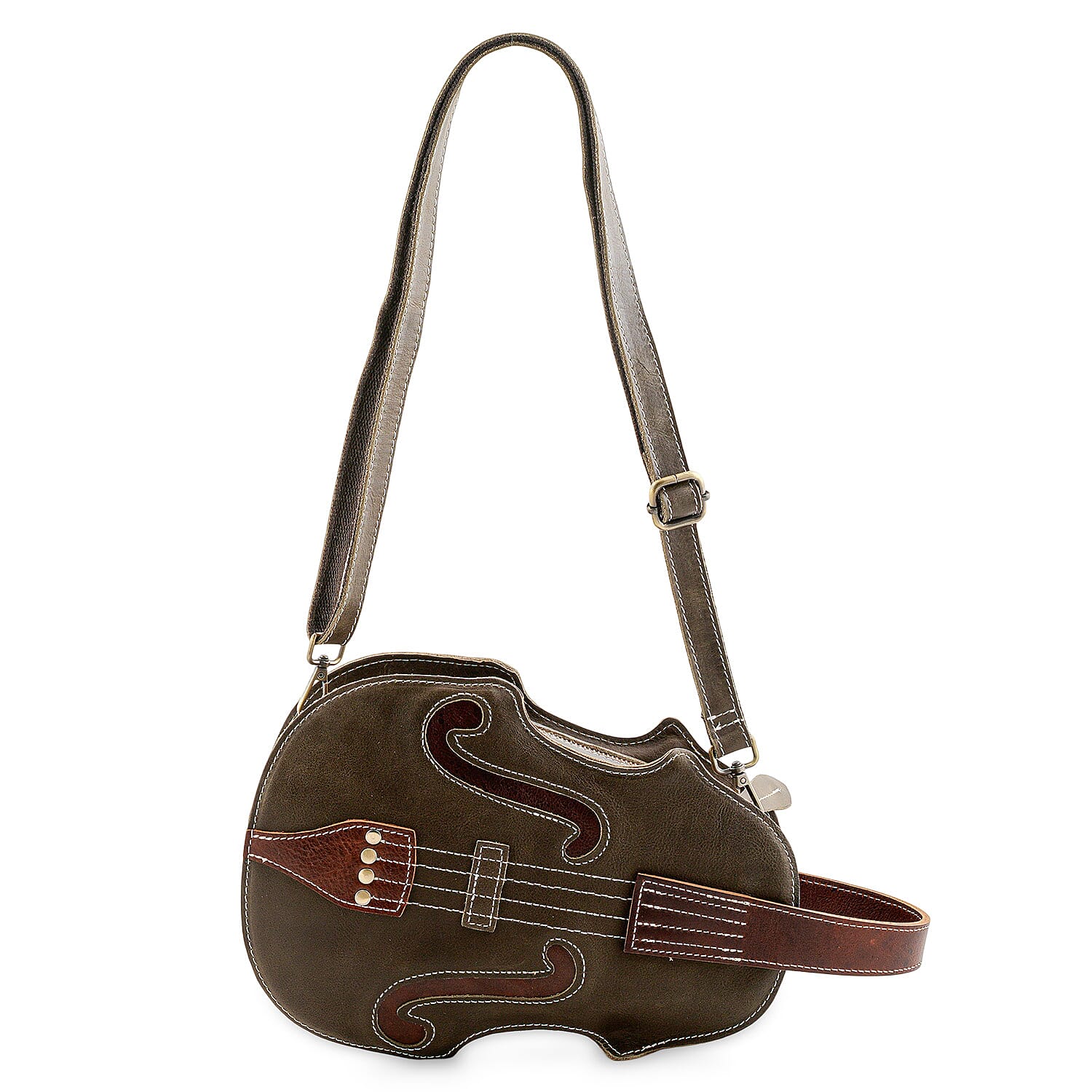 La Marey Green Genuine Leather Crossbody Bag with Adjustable Shoulder Strap