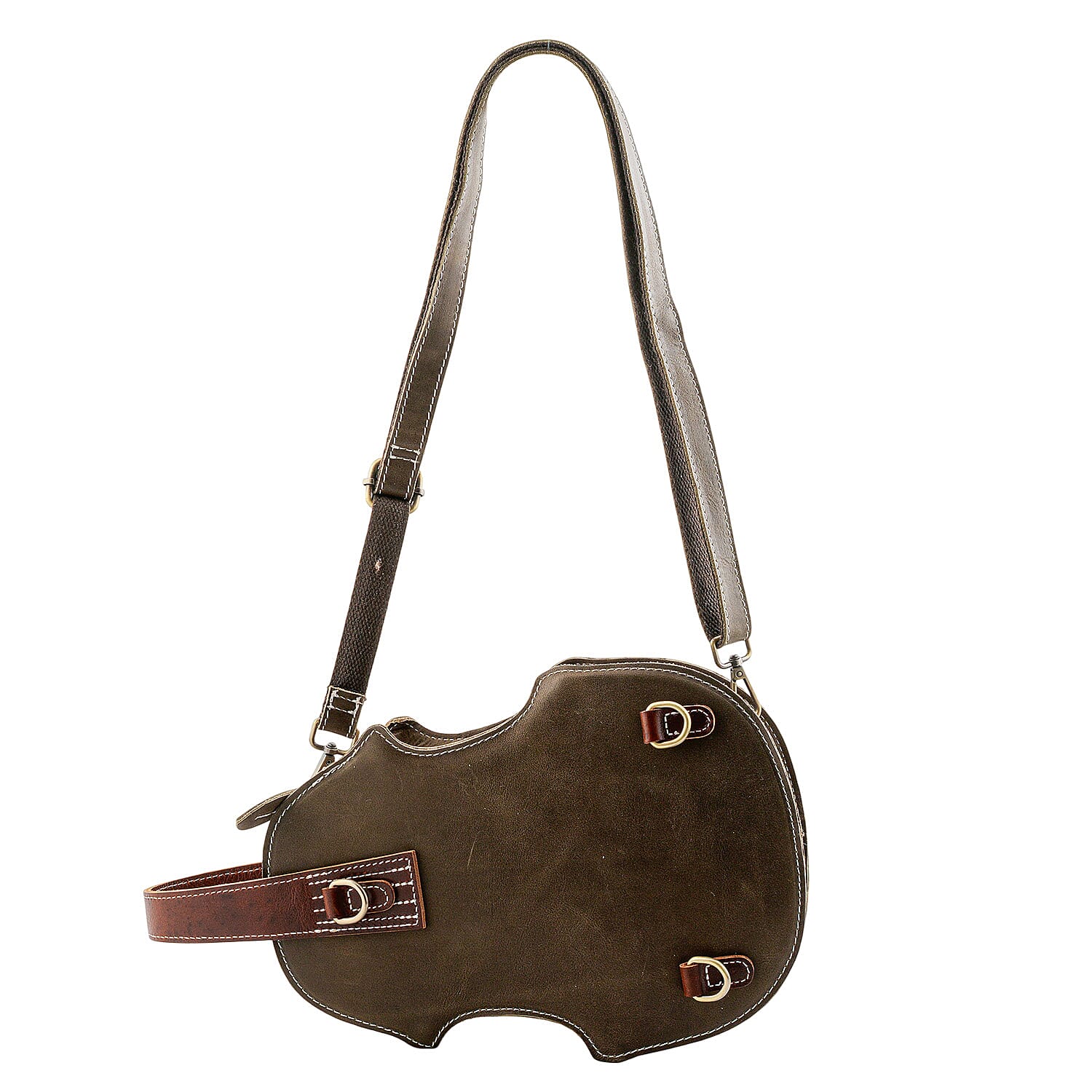 La Marey Green Genuine Leather Crossbody Bag with Adjustable Shoulder Strap