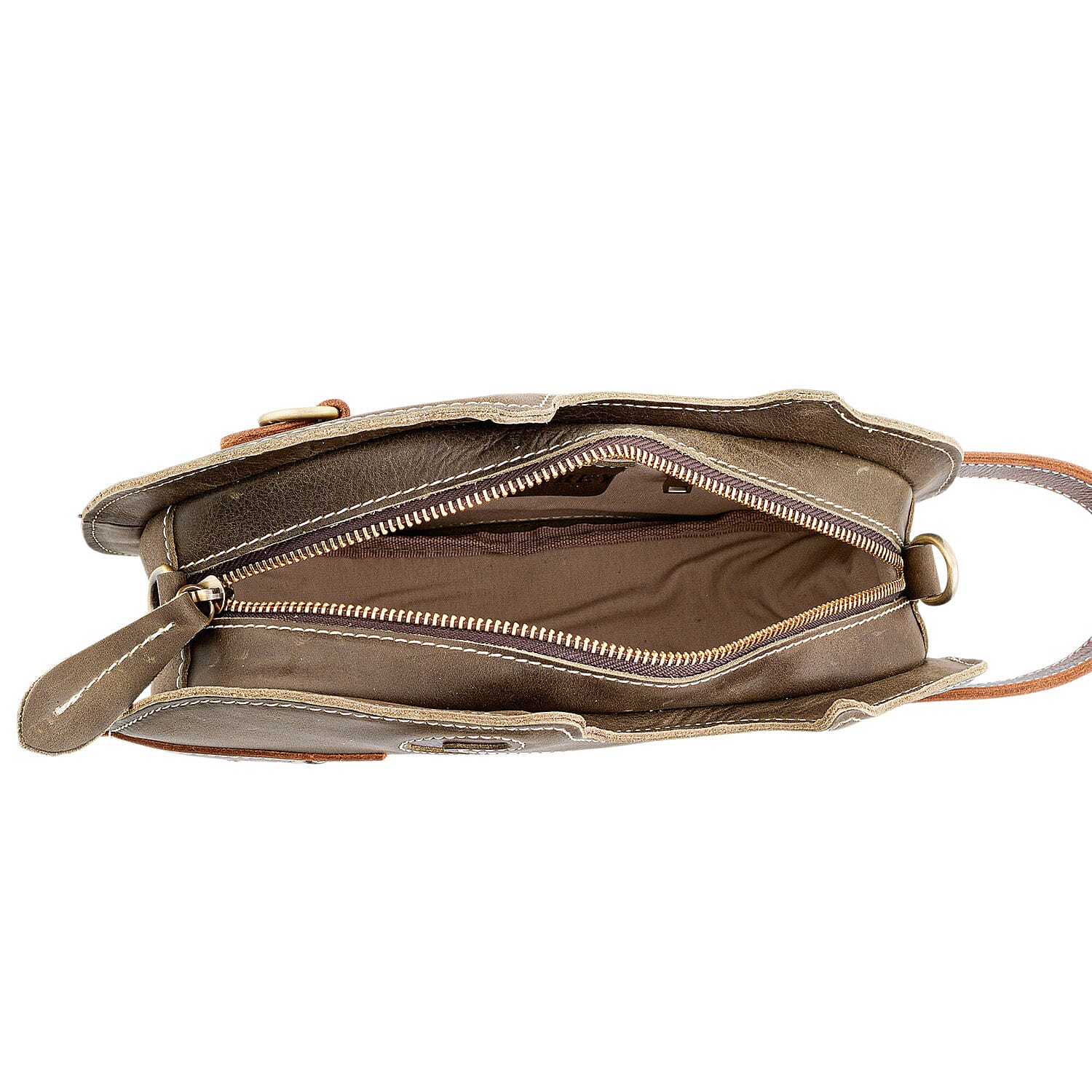 La Marey Green Genuine Leather Crossbody Bag with Adjustable Shoulder Strap