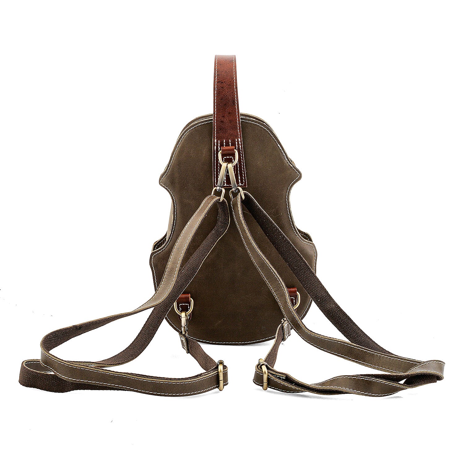 La Marey Green Genuine Leather Crossbody Bag with Adjustable Shoulder Strap