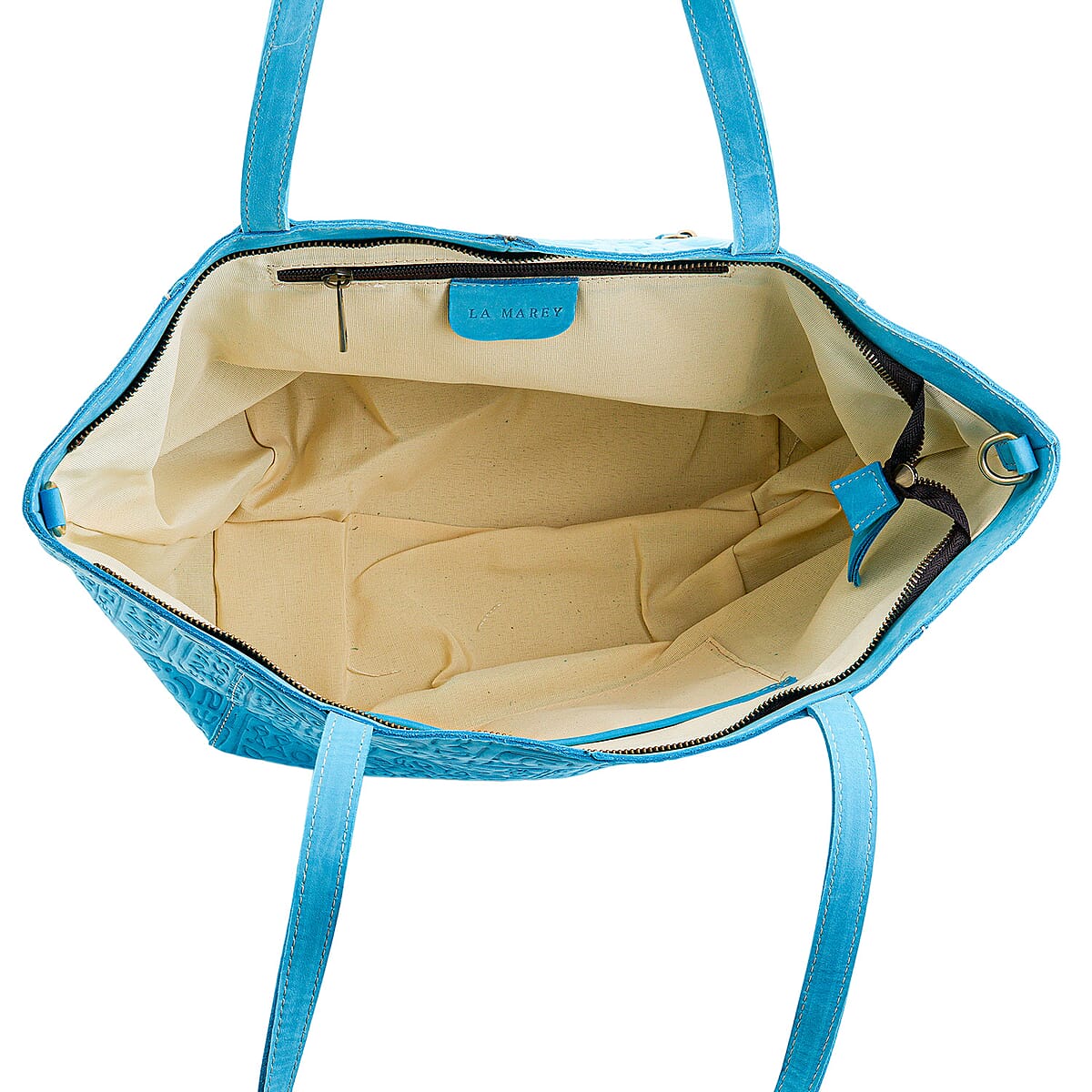 La Marey Blue Genuine Leather Ancient Egyptian Hieroglyphs Crossbody Bag with Shoulder Strap image number 7