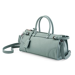 La Marey Blue Genuine Leather Crossbody Bag with Handle Drop and Shoulder Strap
