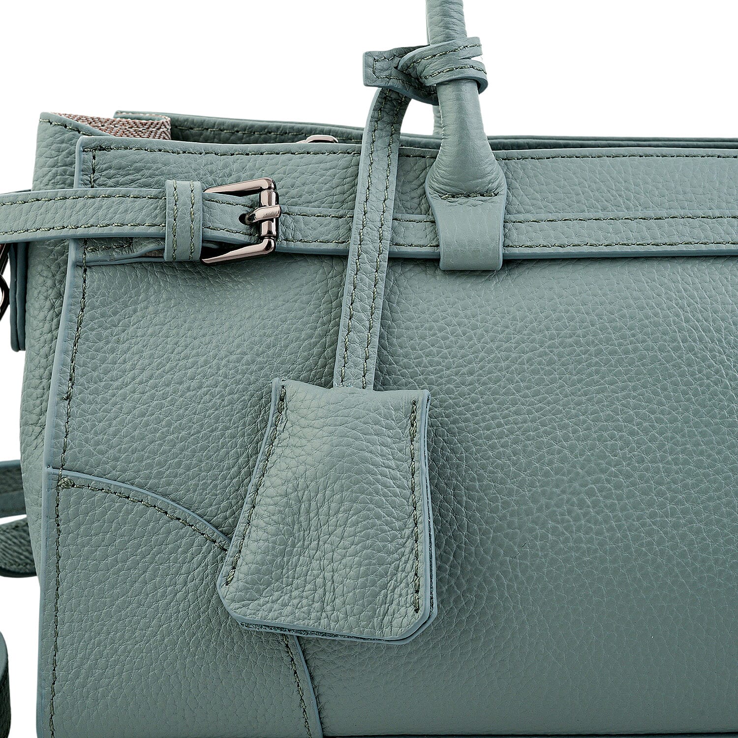 La Marey Blue Genuine Leather Crossbody Bag with Handle Drop and Shoulder Strap