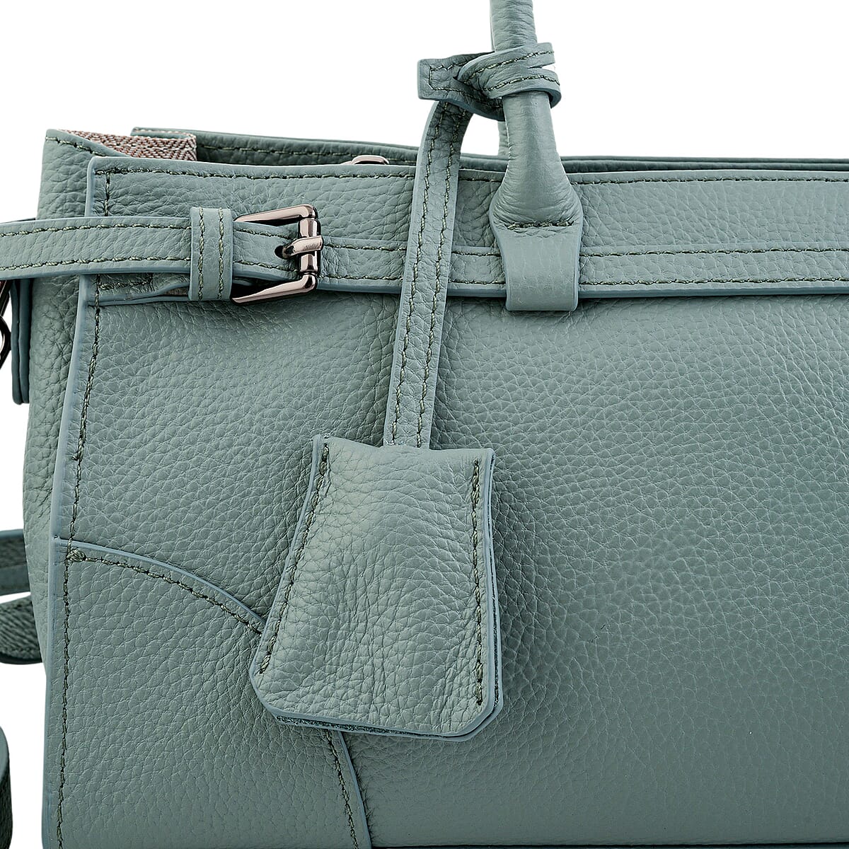 La Marey Blue Genuine Leather Crossbody Bag with Handle Drop and Shoulder Strap image number 3