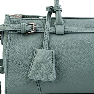 La Marey Blue Genuine Leather Crossbody Bag with Handle Drop and Shoulder Strap