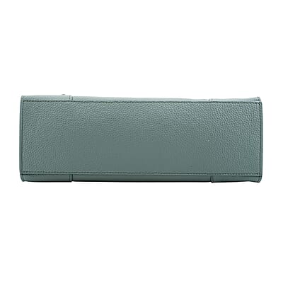 La Marey Blue Genuine Leather Crossbody Bag with Handle Drop and Shoulder Strap