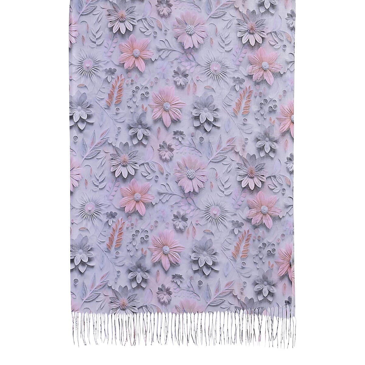 La Marey Grey and Pink Digital Printed Scarf image number 3