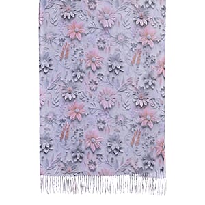 La Marey Grey and Pink Digital Printed Scarf