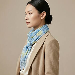 La Marey Blue Digital Printed Scarf