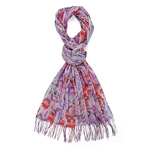 La Marey Purple Digital Printed Scarf