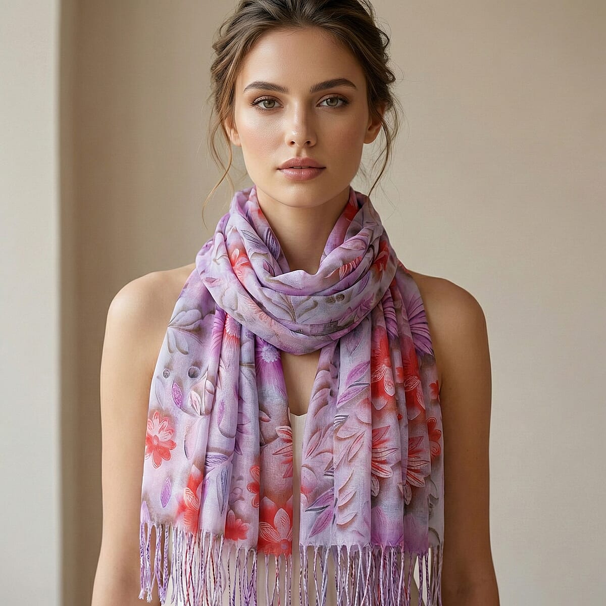 La Marey Purple Digital Printed Scarf image number 1