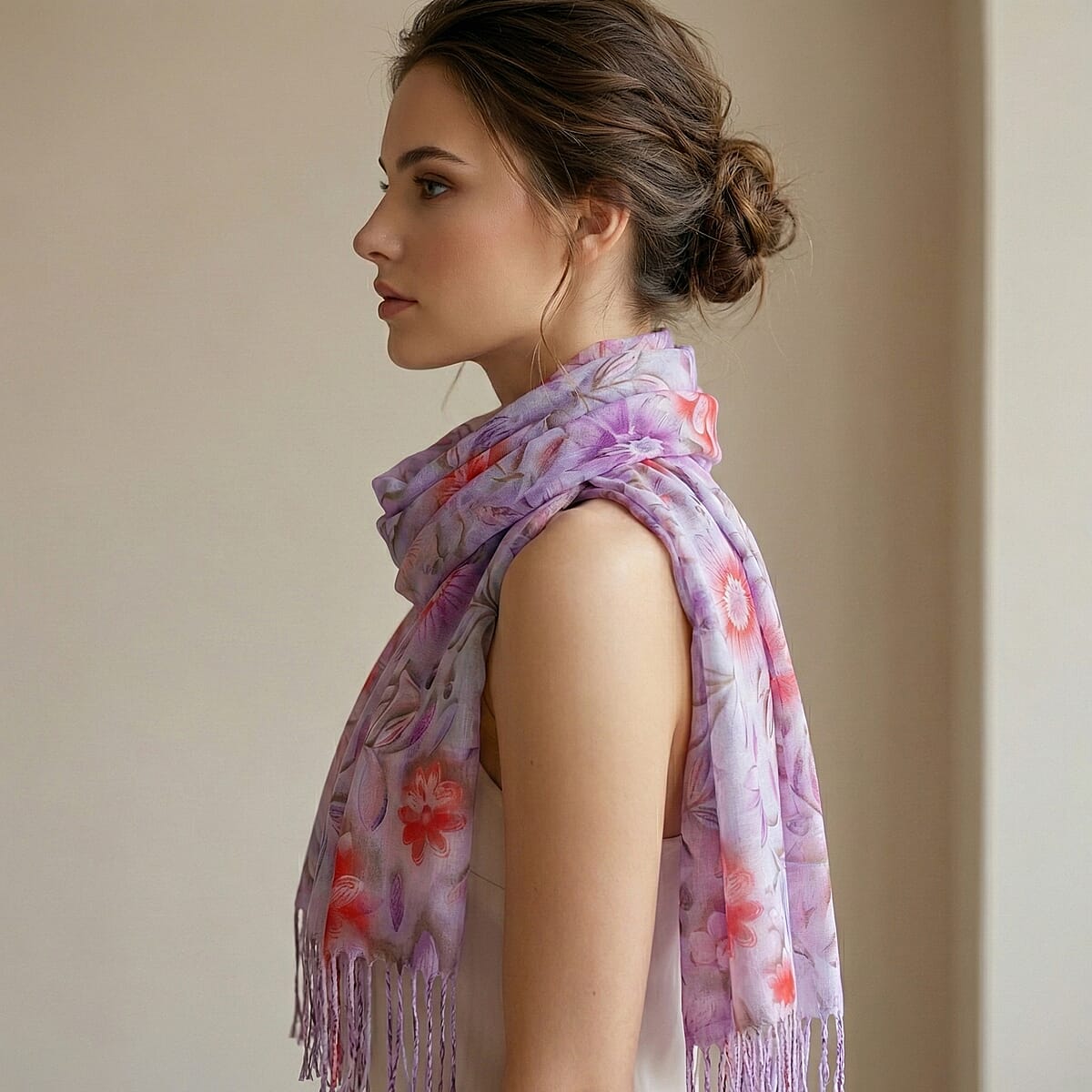 La Marey Purple Digital Printed Scarf image number 2