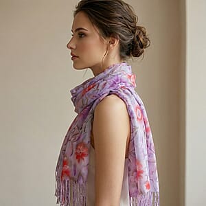 La Marey Purple Digital Printed Scarf