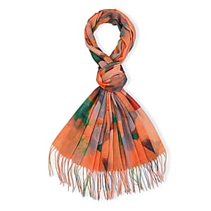 La Marey Orange Digital Printed Scarf