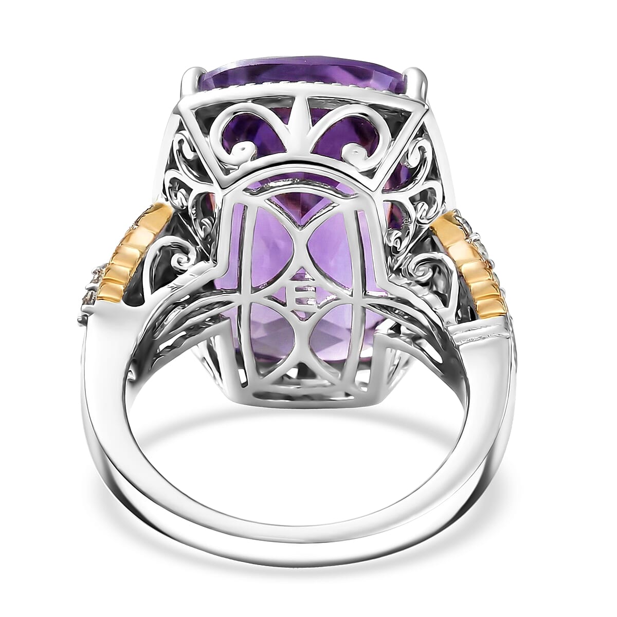 EverTrue Rose De France Amethyst and White Zircon 20.60 ctw Ring in 18K RG Plated and Platinum Bond (Size 10.0) image number 4