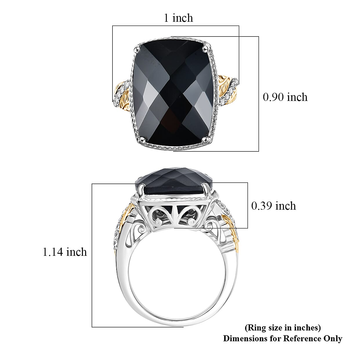 EverTrue Thai Black Spinel and White Zircon 25.40 ctw Ring in 18K YG Plated and Platinum Bond (Size 10.0) image number 5