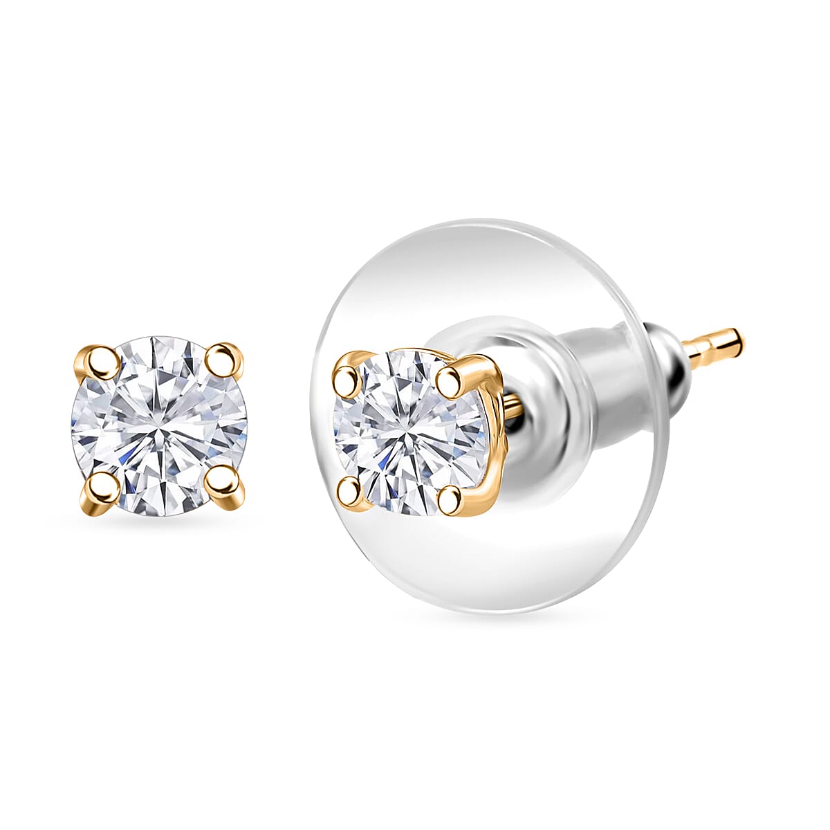 D'Joy Moissanite 1.00 ctw Stud Earrings in 14K Yellow Gold Over Sterling Silver image number 0
