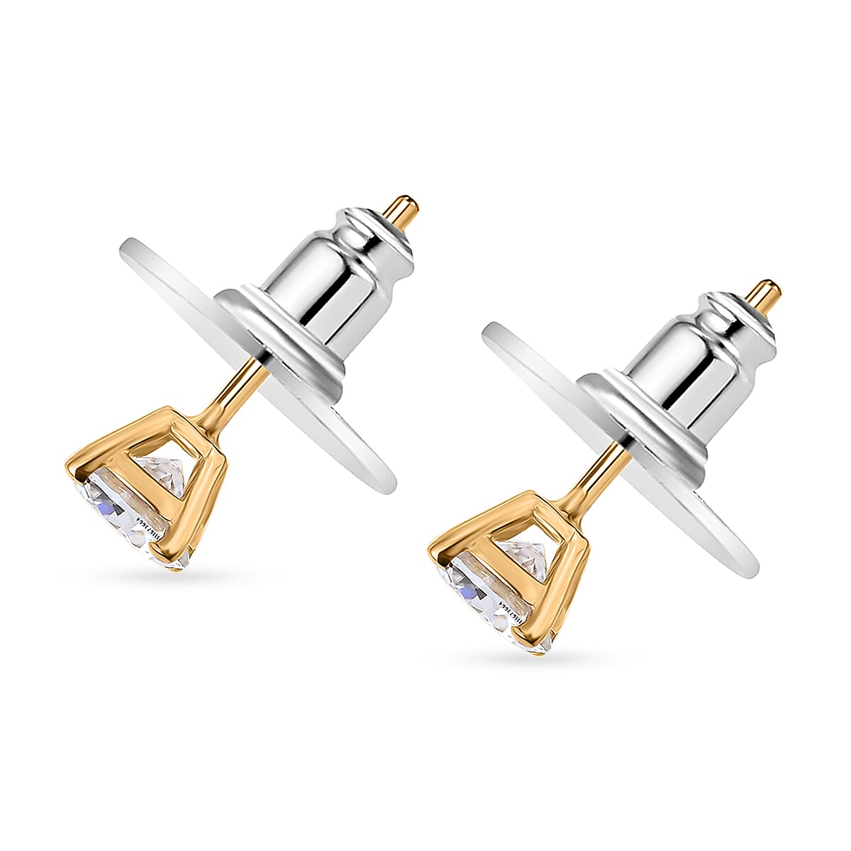 D'Joy Moissanite 1.00 ctw Stud Earrings in 14K Yellow Gold Over Sterling Silver image number 3