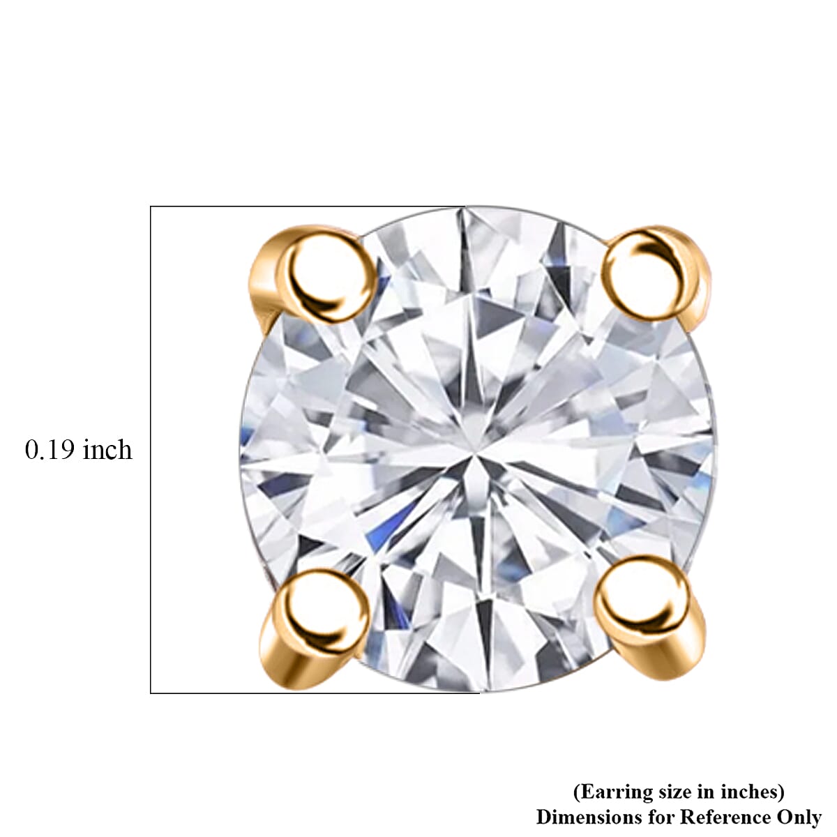 D'Joy Moissanite 1.00 ctw Stud Earrings in 14K Yellow Gold Over Sterling Silver image number 4