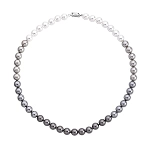 Tahitian to White Color Shell Pearl Necklace (20 Inches) in Silvertone