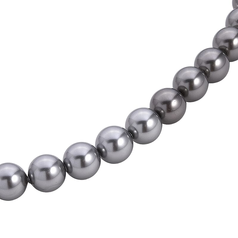 Tahitian to White Color Shell Pearl Necklace (20 Inches) in Silvertone