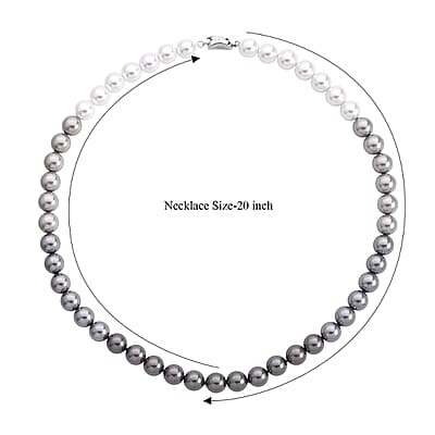 Tahitian to White Color Shell Pearl Necklace (20 Inches) in Silvertone