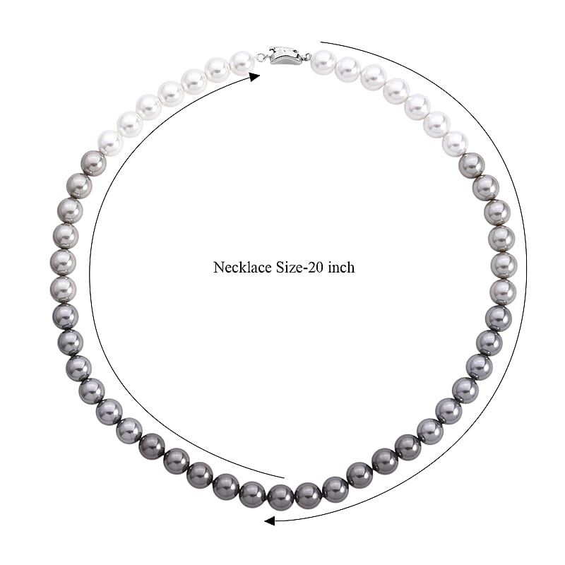 Tahitian to White Color Shell Pearl Necklace (20 Inches) in Silvertone