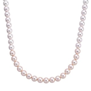 Pink to White Color Shell Pearl Necklace (20 Inches) in Silvertone