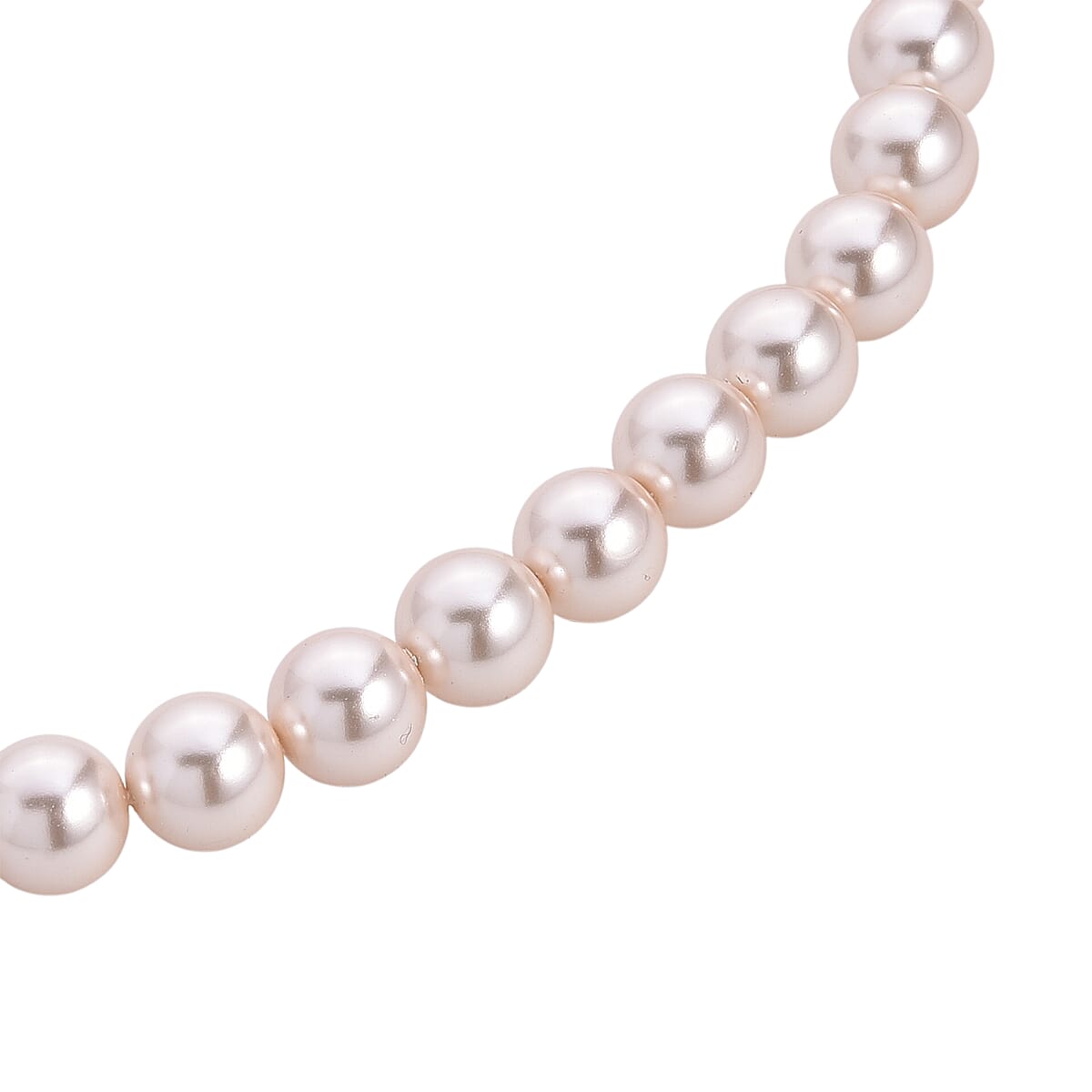 Pink to White Color Shell Pearl Necklace (20 Inches) in Silvertone image number 4
