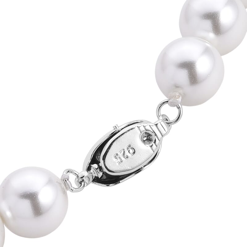 Pink to White Color Shell Pearl Necklace (20 Inches) in Silvertone