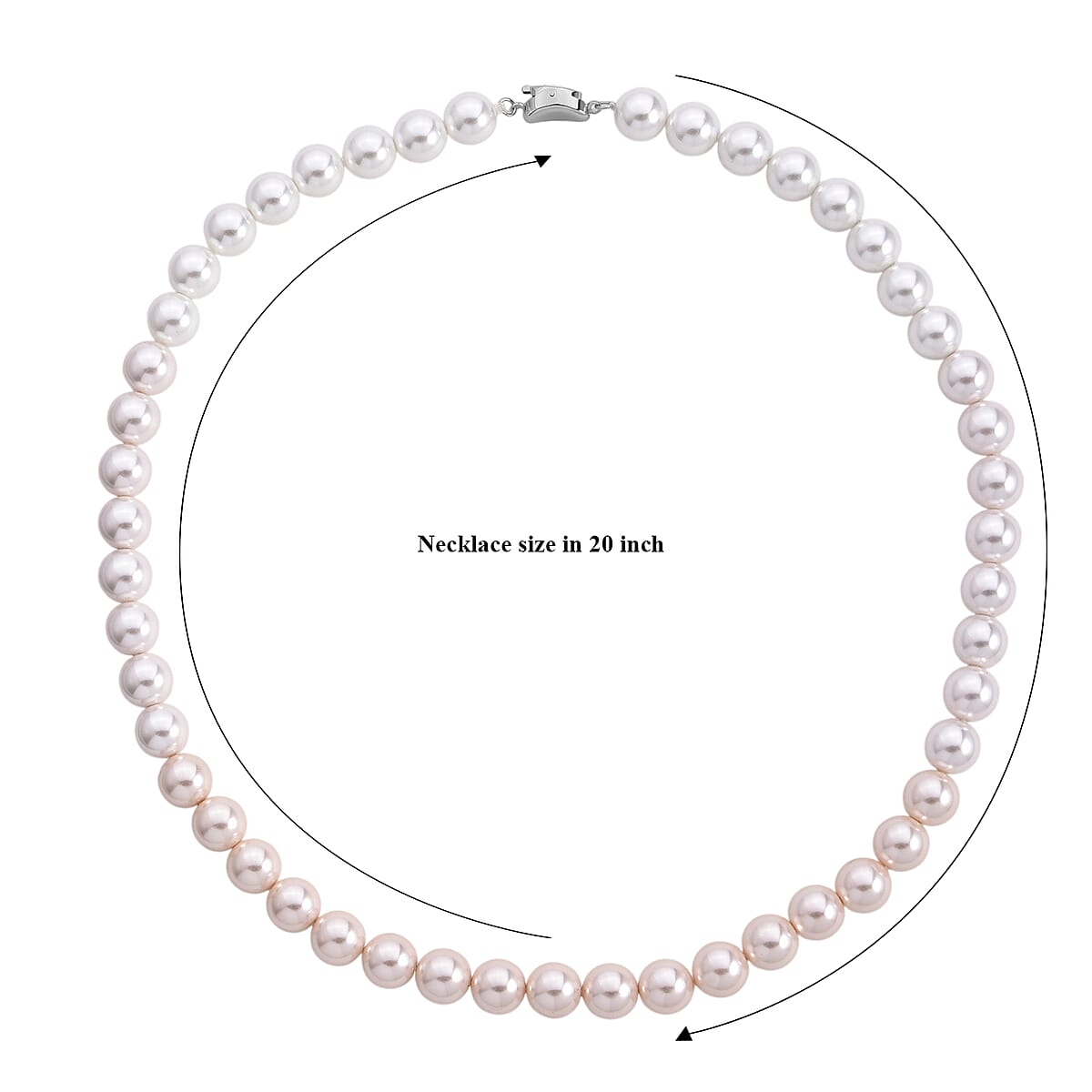 Pink to White Color Shell Pearl Necklace (20 Inches) in Silvertone image number 6