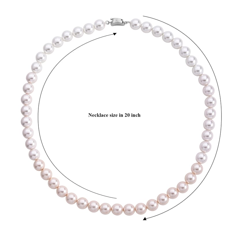 Pink to White Color Shell Pearl Necklace (20 Inches) in Silvertone